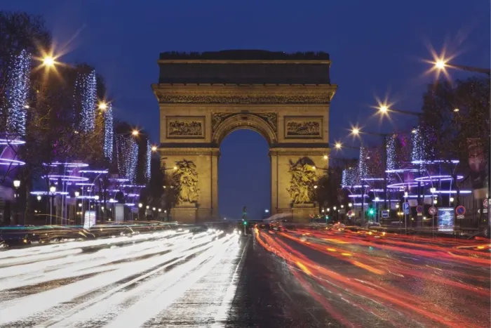 Framed Print : Champs Elysees and Arc de Triomphe at Christmas, Paris, Ile de France, France, Europe