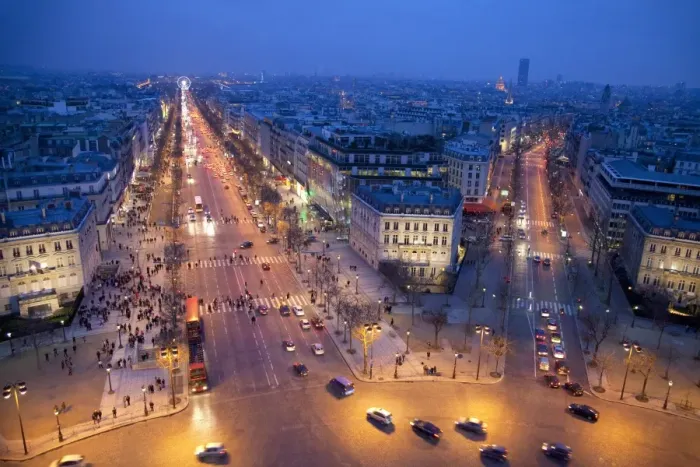 Framed Print : The Champs Elysees at night from the Arc de Triomphe, Paris, France, Europe Framed Print : The Champs Elysees at night from the Arc de Triomphe, Paris, France, Europe