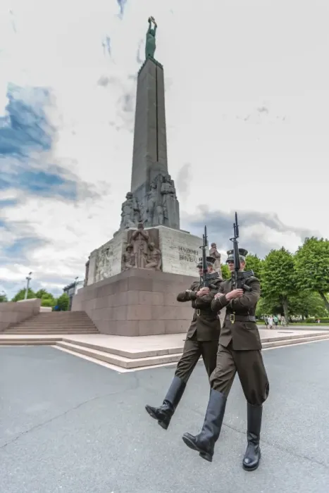 Framed Print : The changing of the guard at the Monument of Freedom, Riga, Latvia, Europe