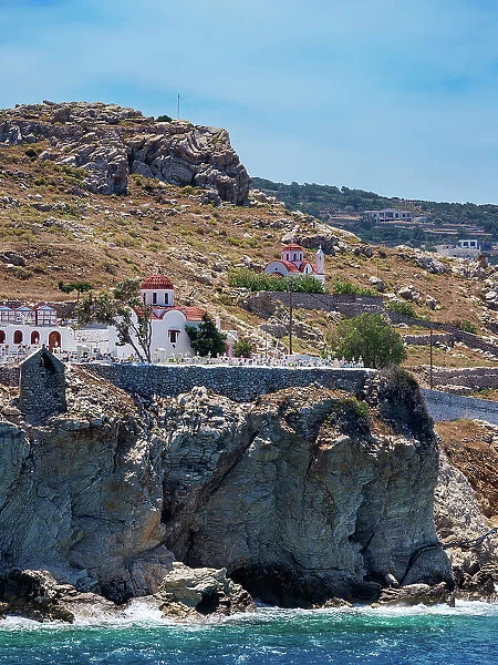 Chapel and Cemetery in Pigadia, Karpathos Island, Dodecanese, Greek Islands, Greece, Europe