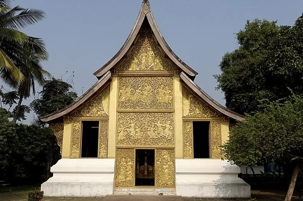 Chapel of funeral hearses housing royal carraige, Wat Xieng Thong, UNESCO World Heritage Site, Luang Prabang, Laos, Indochina, Southeast Asia, Asia