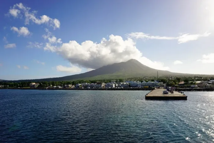 Framed Print : Charlestown with Mount Nevis in background, Nevis, St. Kitts and Nevis, Leeward Islands Framed Print : Charlestown with Mount Nevis in background, Nevis, St. Kitts and Nevis, Leeward Islands