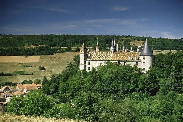 Chateau of La Rochepot, with gilded roof, near Beaune, Cote d Or, Burgundy