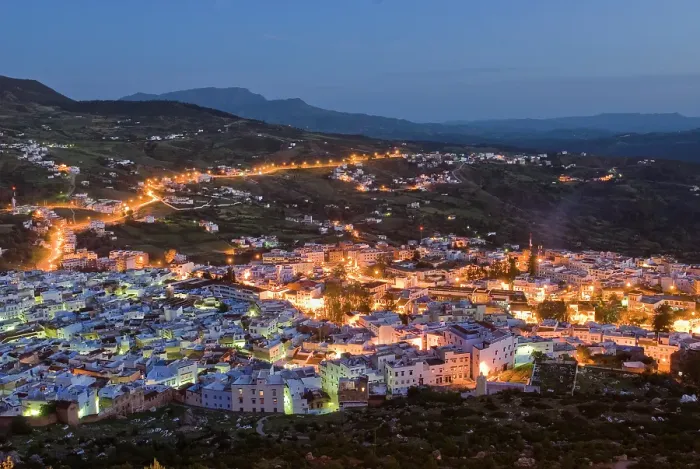 Framed Print : Chefchaouen by night, Rif region, Morocco Framed Print : Chefchaouen by night, Rif region, Morocco