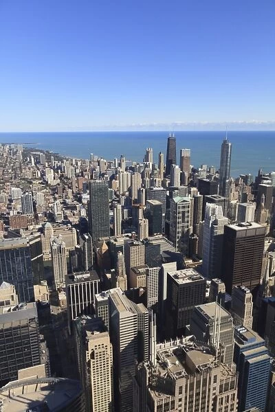 Chicago cityscape, looking north from Willis Tower, Chicago, Illinois, United States of America, North America