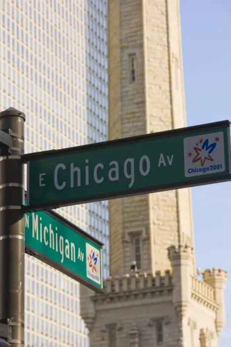 Framed Print : Chicago and Michigan Avenue signposts with the Historic Water Tower behind Framed Print : Chicago and Michigan Avenue signposts with the Historic Water Tower behind