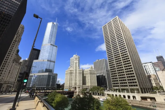 Framed Print : Chicago River looking towards Trump Tower and the Wrigley Building, Chicago, Illinois, United States of America, North America