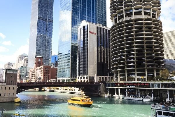 Chicago River and towers, Chicago, Illinois, United States of America, North America