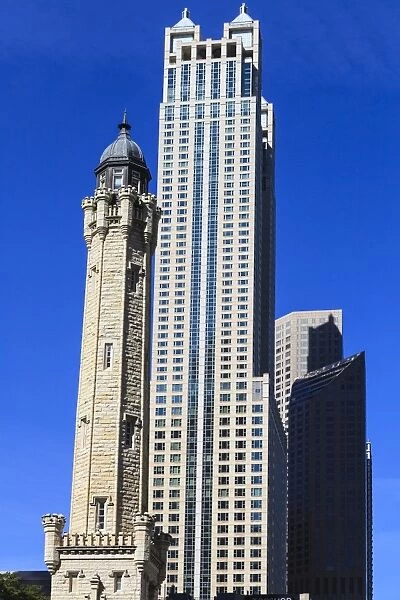 Chicago Water Tower, behind is 900 North Michigan, Chicago, Illinois, United States of America, North America