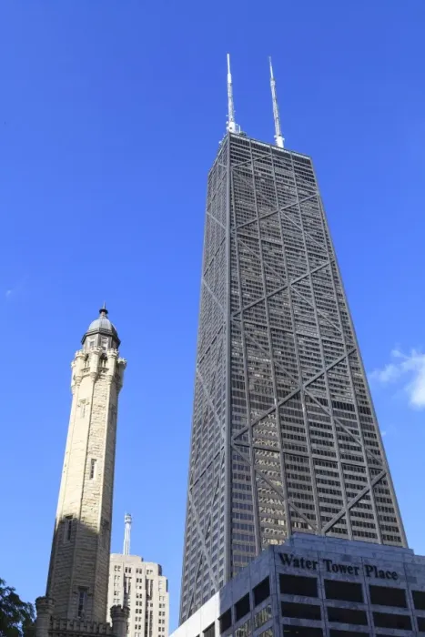 Framed Print : Chicago Water Tower and Hancock Center, Chicago, Illinois, United States of America, North America Framed Print : Chicago Water Tower and Hancock Center, Chicago, Illinois, United States of America, North America
