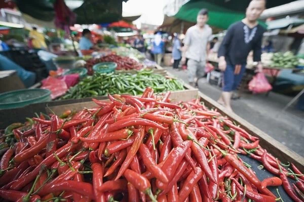 Chili peppers, Pudu market, Kuala Lumpur, Malaysia, Southeast Asia, Asia