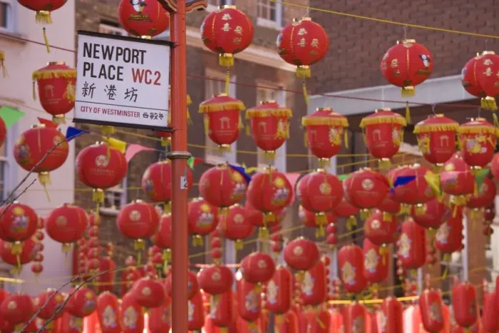 Framed Print : Chinatown, during Chinese New Year celebrations colourful lanterns decorate the surrounding streets Framed Print : Chinatown, during Chinese New Year celebrations colourful lanterns decorate the surrounding streets