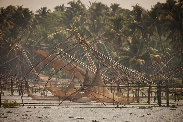 Chinese fishing nets, Kerala, India, Asia