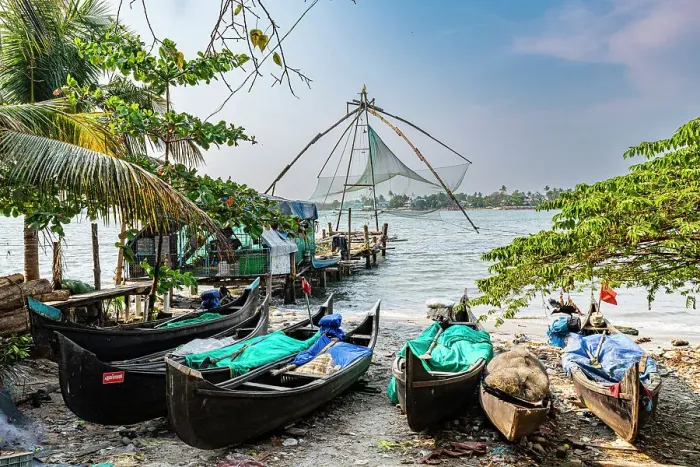 Framed Print : Chinese fishing nets, Kochi, Kerala, India, Asia