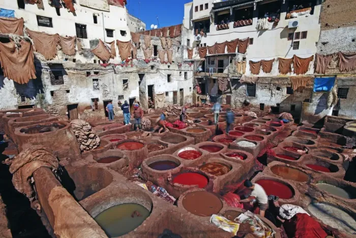 Framed Print : Chouwara traditional leather tannery in Old Fez, vats for tanning and dyeing leather hides and skins, Fez, Morocco, North Africa, Africa Framed Print : Chouwara traditional leather tannery in Old Fez, vats for tanning and dyeing leather hides and skins, Fez, Morocco, North Africa, Africa