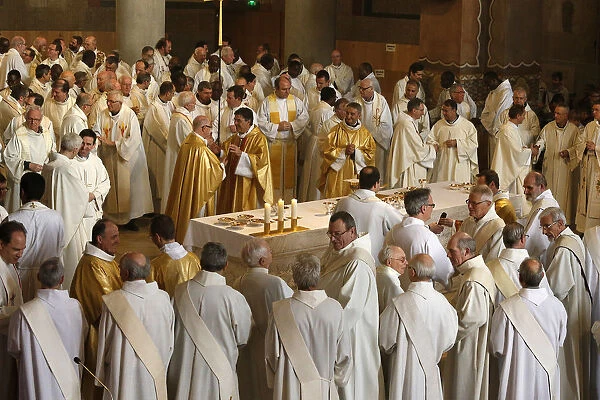 Chrism mass in Sainte Genevieves cathedral, Nanterre, Hauts-de-Seine, France, Europe