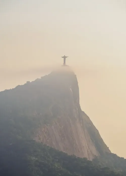 Framed Print : Christ the Redeemer and Corcovado Mountain at sunrise, Rio de Janeiro, Brazil, South Framed Print : Christ the Redeemer and Corcovado Mountain at sunrise, Rio de Janeiro, Brazil, South