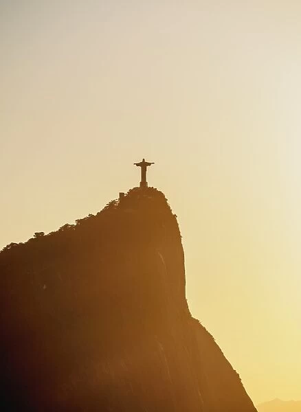 Christ the Redeemer and Corcovado Mountain at sunrise, Rio de Janeiro, Brazil, South
