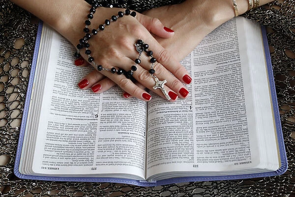 Christian woman reading the Bible, Vietnam, Indochina, Southeast Asia, Asia