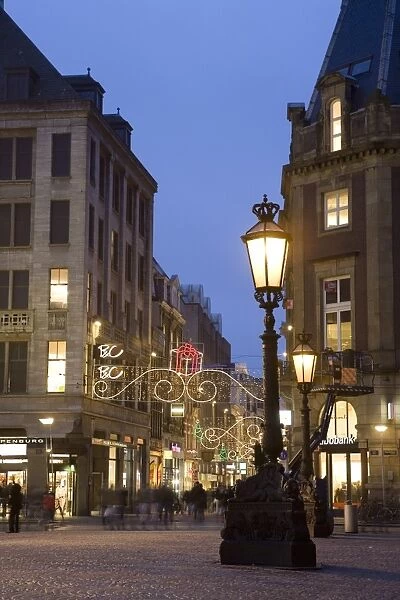 Christmas in Dam Square and Kalvestraat, Amsterdam, Netherlands, Europe