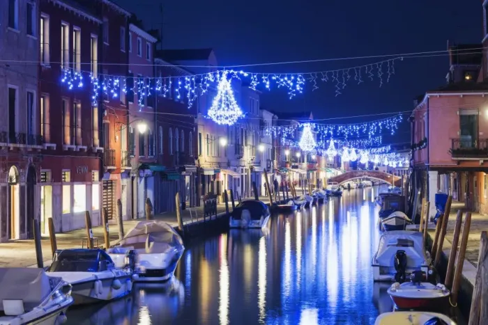 Framed Print : Christmas decoration on a canal at night, Murano, Venice, UNESCO World Heritage Site, Veneto, Italy, Europe Framed Print : Christmas decoration on a canal at night, Murano, Venice, UNESCO World Heritage Site, Veneto, Italy, Europe