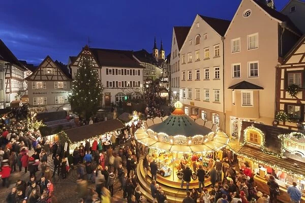 Christmas fair, Blauer Turm Tower, Bad Wimpfen, Baden-Wurttemberg, Germany, Europe