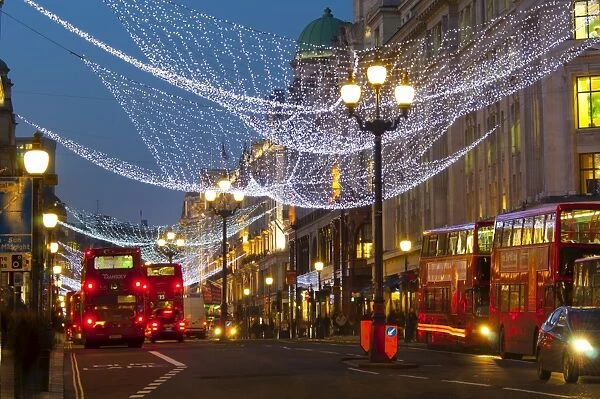 Christmas lights, Regents Street, London, England, United Kingdom, Europe