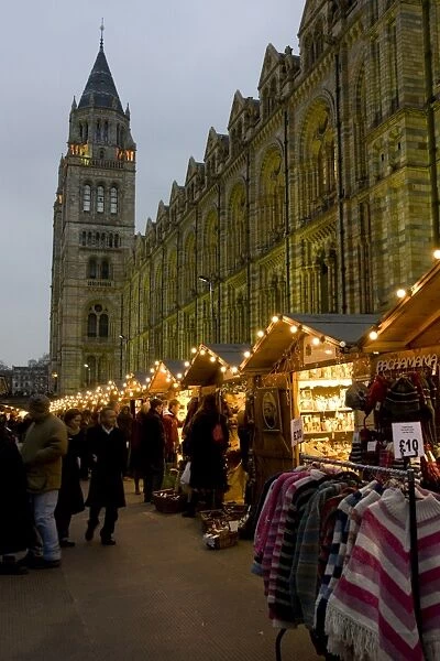 Christmas Market outside the Natural History Museum, London, England, United Kingdom