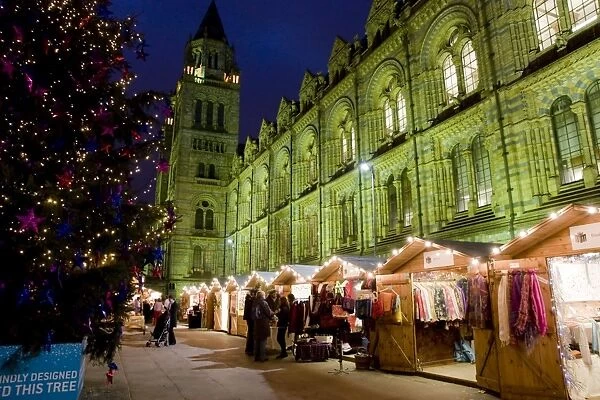 Christmas Market outside the Natural History Museum, London, England, United Kingdom