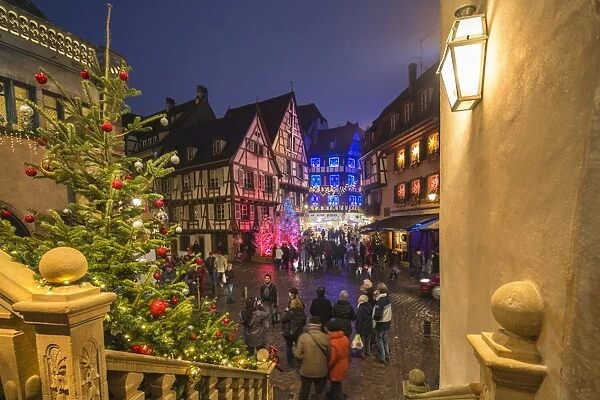 Christmas Markets in the old medieval town enriched by colourful lights, Colmar