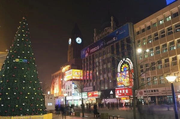 Christmas tree decorations at Wangfujing shopping street, Beijing, China, Asia