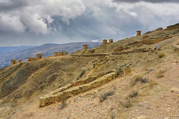 Chullpas at Ninamarca pre-Inca archaeological site, Paucartambo province, Cusco region, Peru, South America