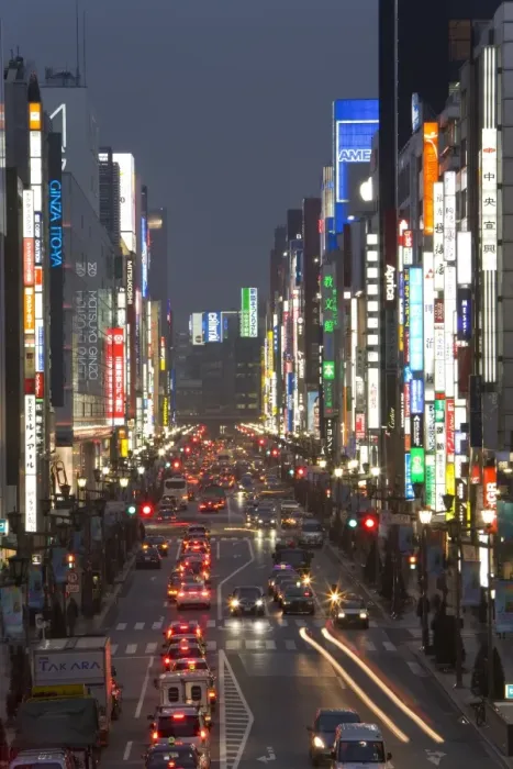 Framed Print : Chuo-dori, elevated view at dusk along Tokyos most Framed Print : Chuo-dori, elevated view at dusk along Tokyos most
