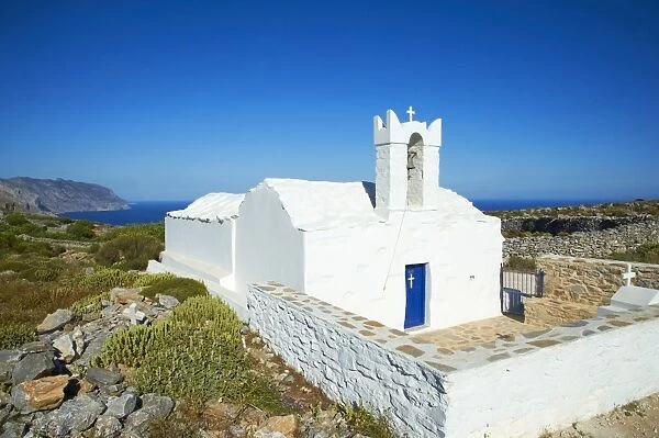 Church, Asfodilitis village, Amorgos, Cyclades, Aegean, Greek Islands, Greece, Europe
