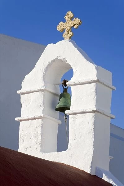 Church bell tower in Mykonos Town, Island of Mykonos, Cyclades, Greek Islands, Greece, Europe