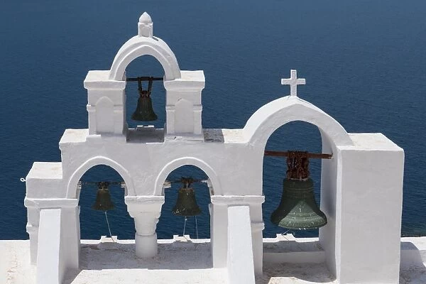 Church bells, Oia, Santorini, Cyclades, Greek Islands, Greece, Europe