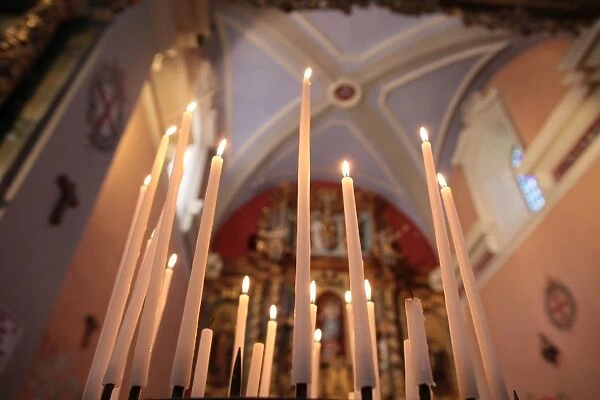 Church candles, Les Contamines, Haute-Savoie, France, Europe