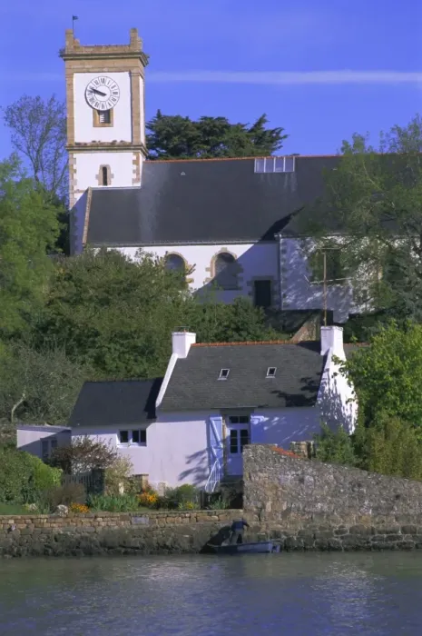 Framed Print : Church and cottage, Bourg de Locmiquel, Ile-aux-Moines, Golfe du Morbihan Framed Print : Church and cottage, Bourg de Locmiquel, Ile-aux-Moines, Golfe du Morbihan