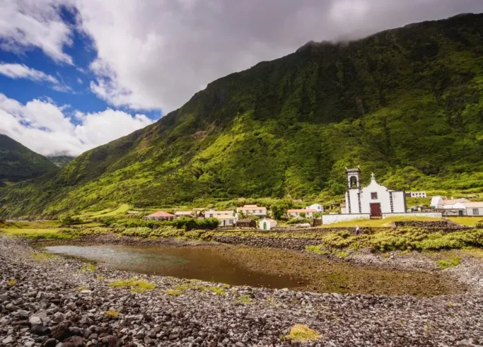 Framed Print : Church in Faja da Caldeira de Santo Cristo, Sao Jorge Island, Azores, Portugal, Atlantic