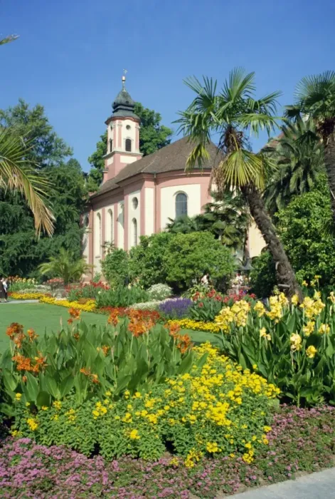 Framed Print : Church and gardens on Insel Mainau in Bavaria Framed Print : Church and gardens on Insel Mainau in Bavaria