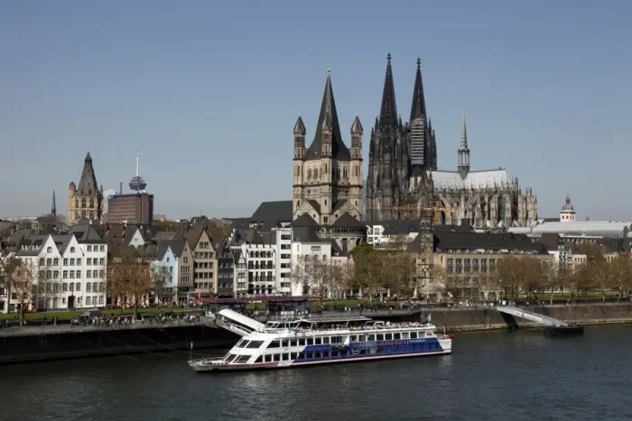 Framed Print : Church of Great Saint Martin and Cathedral, seen across the River Rhine Framed Print : Church of Great Saint Martin and Cathedral, seen across the River Rhine