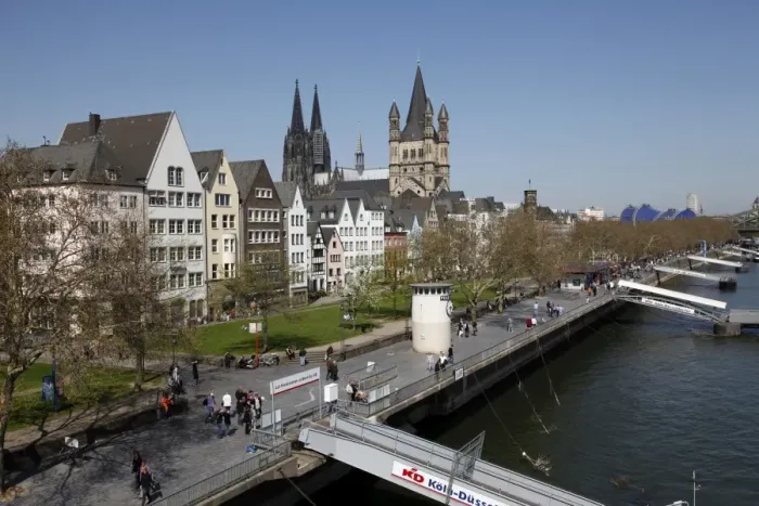 Framed Print : Church of Great Saint Martin, Cathedral and River Rhine, Cologne, North Rhine Westphalia