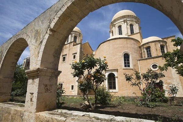Church inside the monastery complex, Agia Triada Monastery (Moni Zangarolo), Akrotiri Peninsula, Chania region, Crete, Greek Islands, Greece, Europe