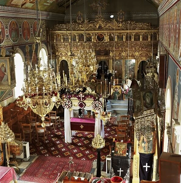 Church interior decorated for a festival