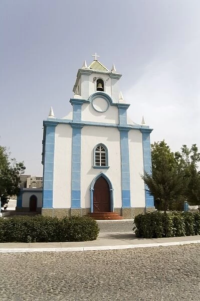 Church on main square, Tarrafal, Santiago, Cape Verde Islands, Africa