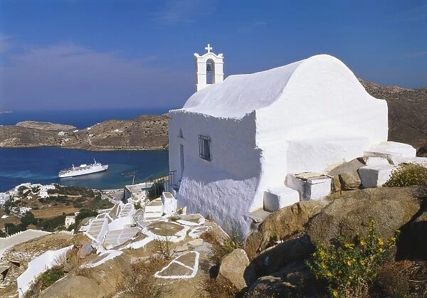 Church by Ormos Harbour, Ios Island, Cyclades, Greece