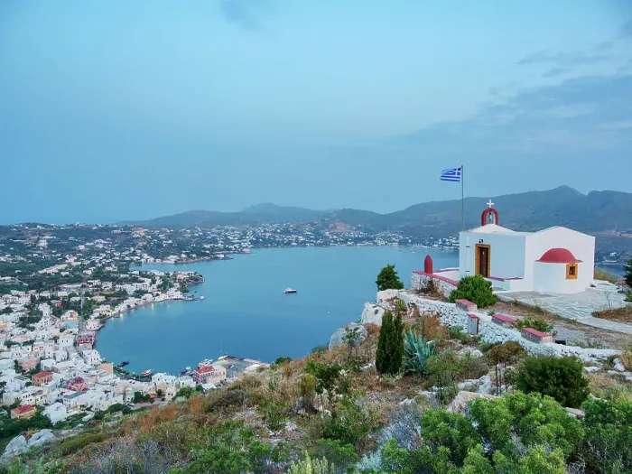 Framed Print : Church of Prophet Elias above the town of Agia Marina, Leros Island, Dodecanese, Greek Islands, Greece, Europe Framed Print : Church of Prophet Elias above the town of Agia Marina, Leros Island, Dodecanese, Greek Islands, Greece, Europe
