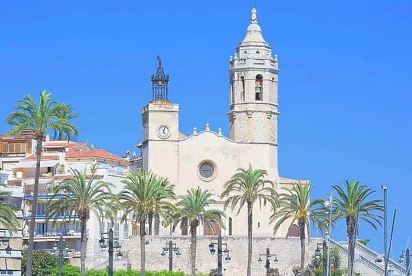 Church of Sant Bartomeu and Santa Tecla, Sitges, Costa Dorada, Catalonia, Spain, Europe