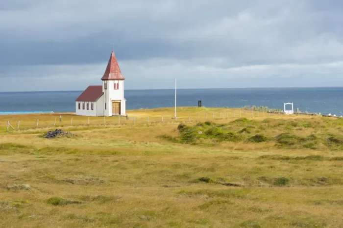 Framed Print : Church by the Sea, Hellnar, Snaefellsnes Peninsula, Iceland, Polar Regions