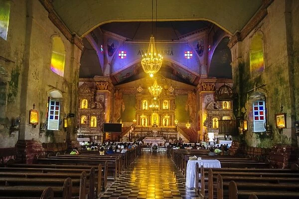 Church service in the colonial Spanish Baclayon Church in Bohol, Philippines, Southeast Asia, Asia